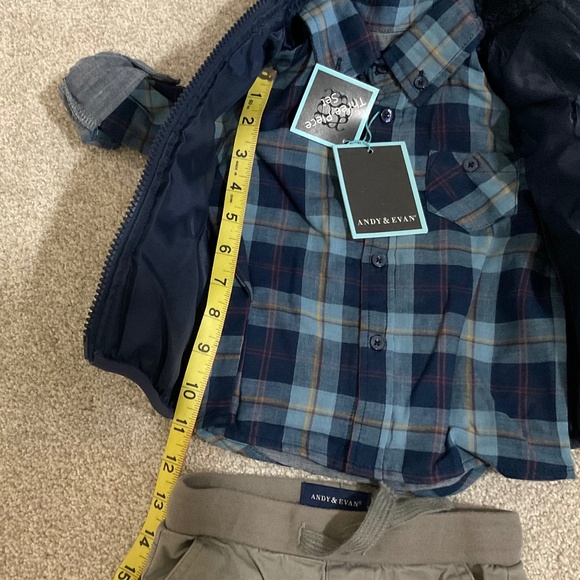 Andy and Evan infant boys 2pc Hooded Puffer Vest Shirt and Pants set 9-12M - Picture 2 of 16